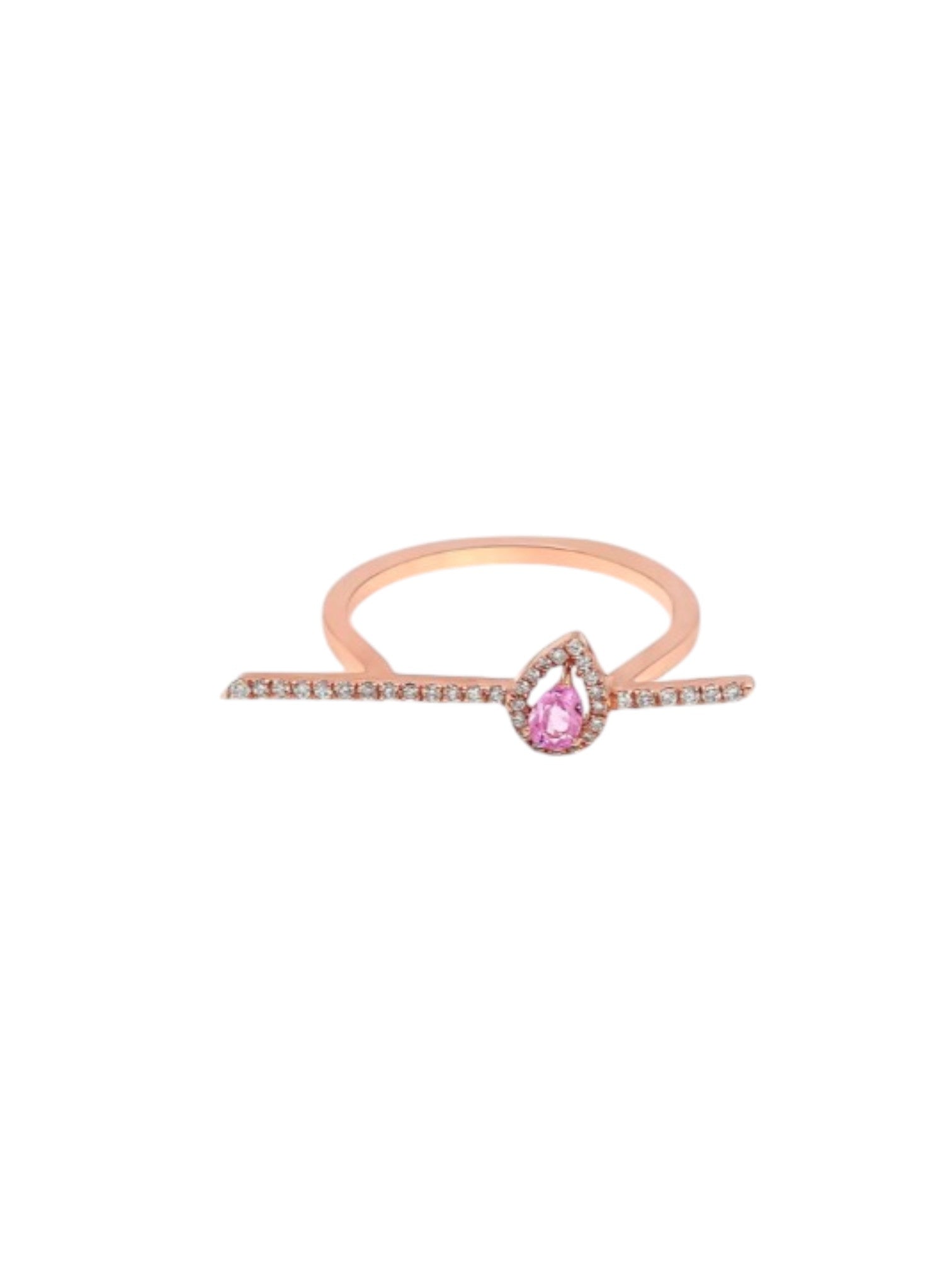 925 Sterling Silver Rose Gold Plated Light Weight CZ Stone Ring For Women By Kesardeep
